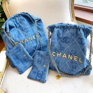 Replica Designer Chanel Women Personality Double C Letters Denim Bag