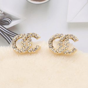 Replica Designer Chanel Women Personality Rhinestone Double C Earrings