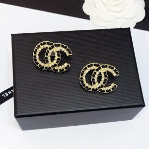 Replica Designer Chanel Women Personality Rhinestone Fashion Leather Braided Earrings