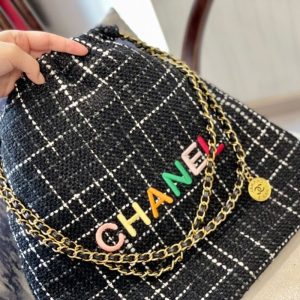 Replica Designer Chanel Women Portable Large-Capacity Black White Woven Bag