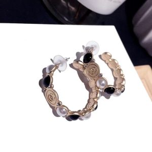 Replica Designer Chanel Women Retro Pearl Double C Earrings
