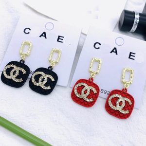 Replica Designer Chanel Women Rhinestone Double C Earrings