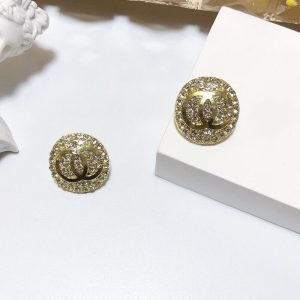 Replica Designer Chanel Women Rhinestone Letter C Earrings