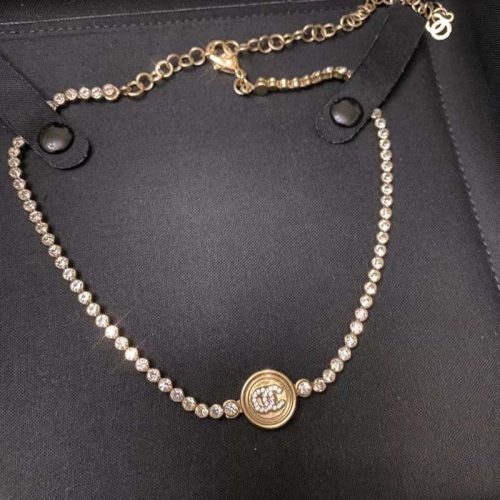 Replica Designer Chanel Women Rhinestone Letter Chain Necklace