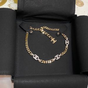 Replica Designer Chanel Women Rhinestone Letters Necklaces