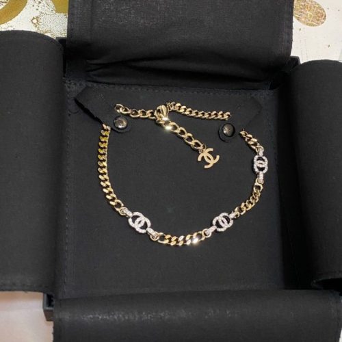 Replica Designer Chanel Women Rhinestone Letters Necklaces