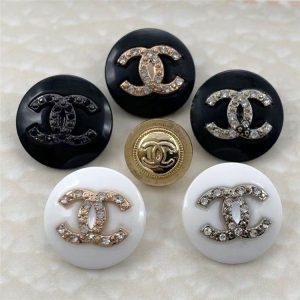 Replica Designer Chanel Women Rhinestone Metal Button