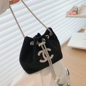 Replica Designer Chanel Women Rhinestones Solid Color Chain Bag