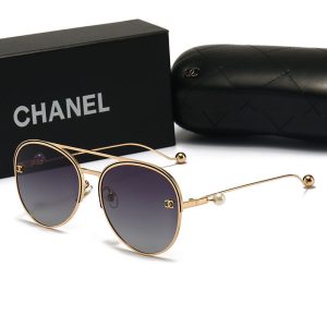 Replica Designer Chanel Women Round Double C Letters Sunglasses