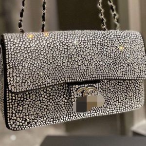 Replica Designer Chanel Women Satin Rhinestone Chain Square Bag