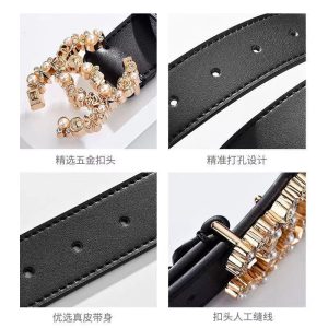 Replica Designer Chanel Women Simple Double C Letter Leather Belt