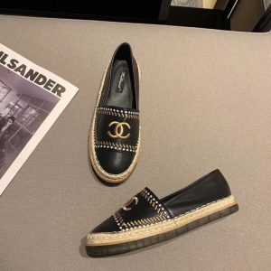 Replica Designer Chanel Women Simple Double C Letters Flat Shoe