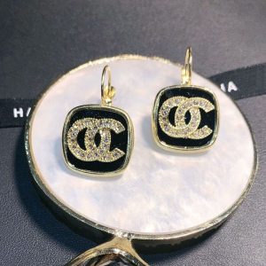 Replica Designer Chanel Women Simple Fashion Geometric Square Rhine Earrings