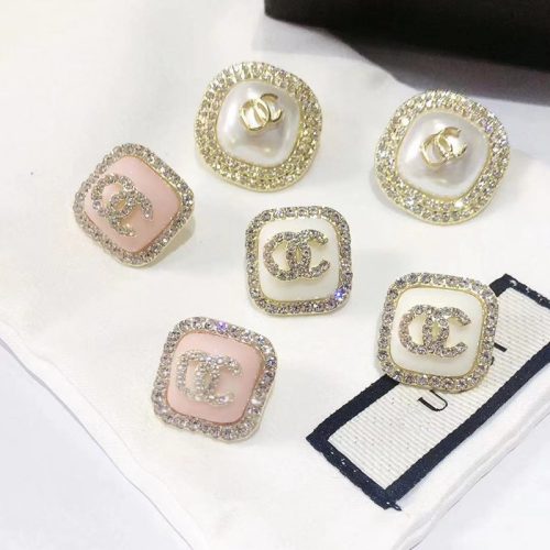 Replica Designer Chanel Women Simple Geometric Rhinestone Letter Earrings