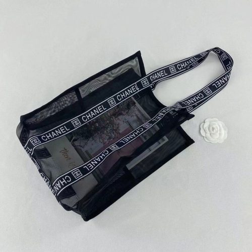 Replica Designer Chanel Women Simple Letters Mesh Large Capacity Tote Bag