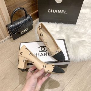 Replica Designer Chanel Women Simple Letters Shallow Mouth Heels