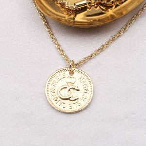 Replica Designer Chanel Women Simple Retro Layered Round Chain Necklace