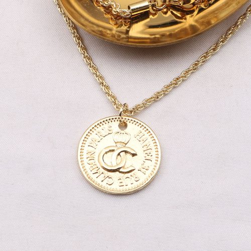 Replica Designer Chanel Women Simple Retro Layered Round Chain Necklace