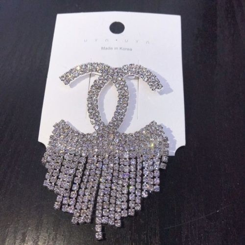 Replica Designer Chanel Women Simple Rhinestones Tassel Letters Brooches