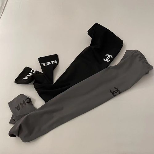 Replica Designer Chanel Women Simple Solid Color High Waist Elastic Leggings