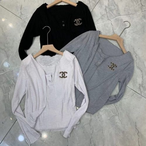 Replica Designer Chanel Women Simple Solid Color Long-Sleeved Vest And Cardigan Two-Piece Set