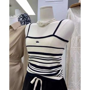 Replica Designer Chanel Women Simple Stripe Knitted Camisole