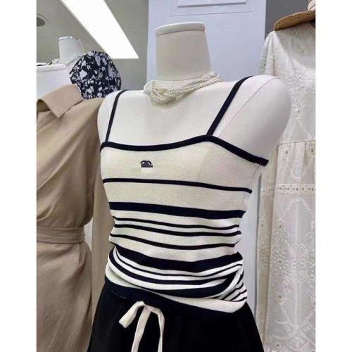 Replica Designer Chanel Women Simple Stripe Knitted Camisole