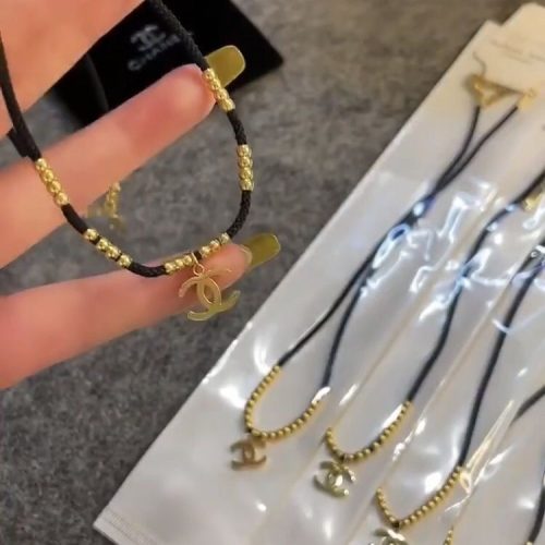 Replica Designer Chanel Women Simple Titanium Steel Rope Beads Necklace