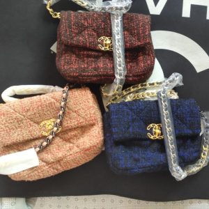 Replica Designer Chanel Women Simple Tweed Woolen Chain Bag
