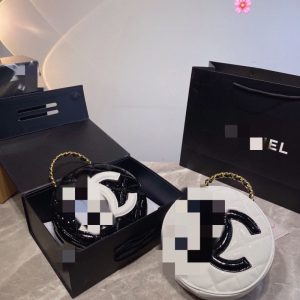 Replica Designer Chanel Women Small Double C Letters Round Solid Color Bag