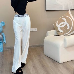 Replica Designer Chanel Women Solid Color High Waist Velvet Pant