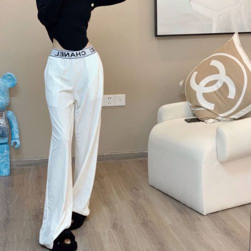 Replica Designer Chanel Women Solid Color High Waist Velvet Pant