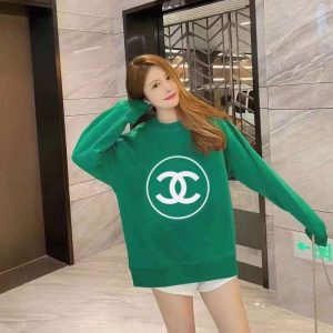 Replica Designer Chanel Women Solid Color Long-Sleeved Round Neck Pullover Sweater