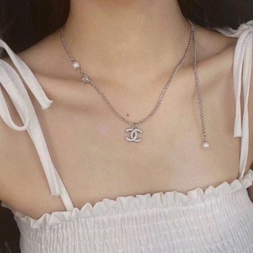 Replica Designer Chanel Women Star Rhinestone Pearl Letters Necklaces