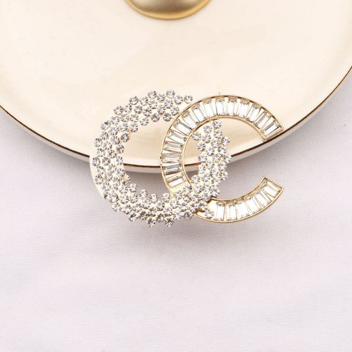Replica Designer Chanel Women Sweet Zircon Double C Brooches