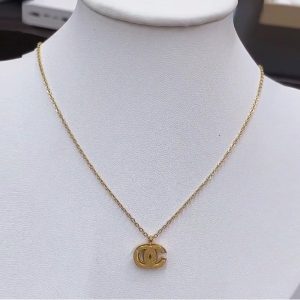 Replica Designer Chanel Women Titanium Steel Letter C Double Layer Necklace