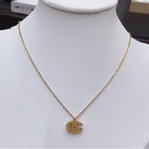 Replica Designer Chanel Women Titanium Steel Letter C Double Layer Necklace