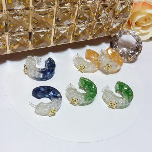 Replica Designer Chanel Women Transparent Ice Cube Double C Multicolor Earrings