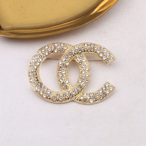 Replica Designer Chanel Women Vintage Double C Letter Rhinestone Brooches