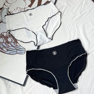 Replica Designer Chanel Women Wavy Letters Sexy Ice Silk One Piece 2PCS Panties