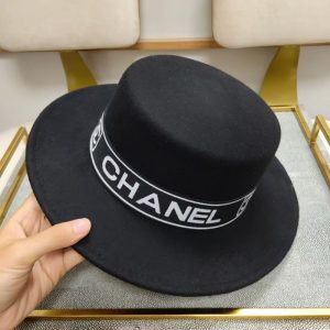 Replica Designer Chanel Women Woolen Solid Colors Double C Letters Flat Jazz Hat