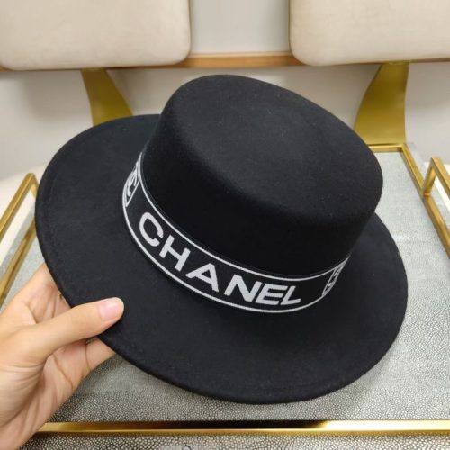 Replica Designer Chanel Women Woolen Solid Colors Double C Letters Flat Jazz Hat