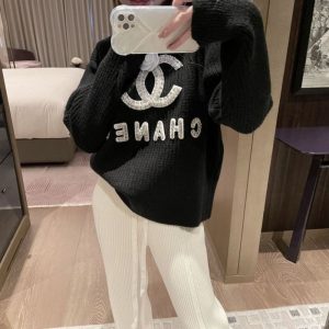 Replica Designer Chanel Women'S Fashion Beaded Knit Top