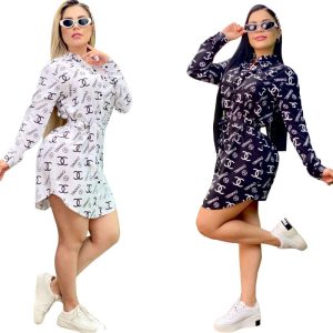 Replica Designer Chanel Women'S Fashion Print Shirt Dress