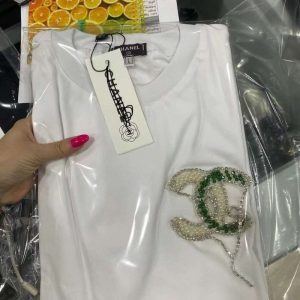 Replica Designer Chanel Women'S Fashion Rhinestone Letter Loose T-Shirt