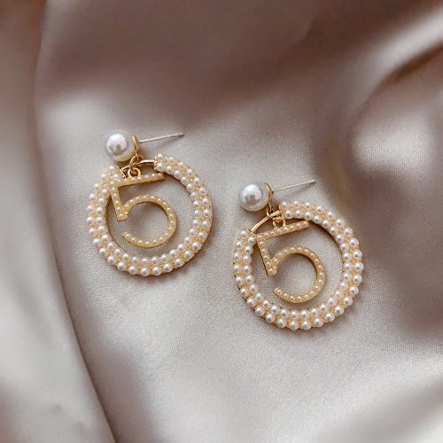 Replica Designer Chic Women Pearl Circle Temperament Earrings