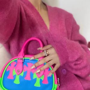 Replica Designer Chrome Heart Macaron Cross Bowling Ball Contrasting Color Portable Diagonal Bag