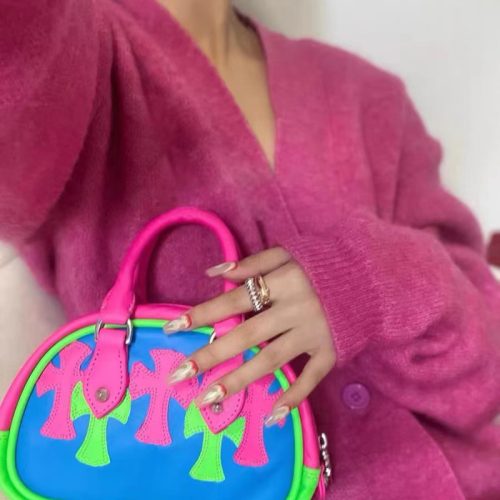 Replica Designer Chrome Heart Macaron Cross Bowling Ball Contrasting Color Portable Diagonal Bag