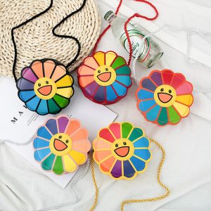 Replica Designer Colorful Sun Flower Cartoon Smily Face Kids Crossbody Bag