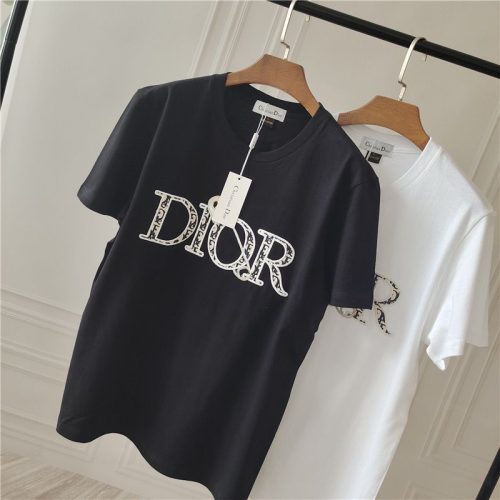 Replica Designer Dior Casual Letter Embroidered Short Sleeve Loose T-Shirt